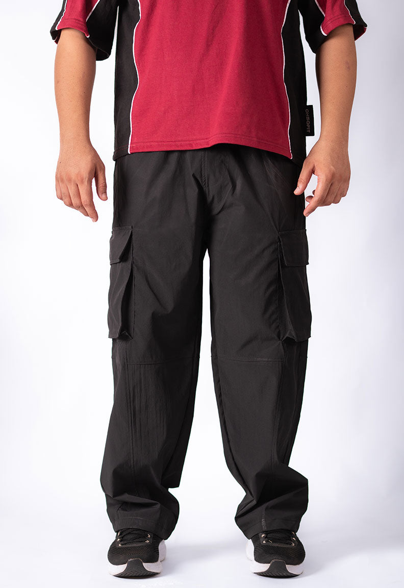 Baggy Street Cargo Trousers – Black