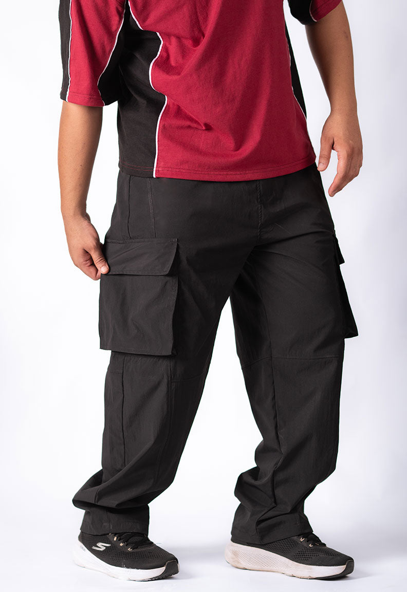 Baggy Street Cargo Trousers – Black