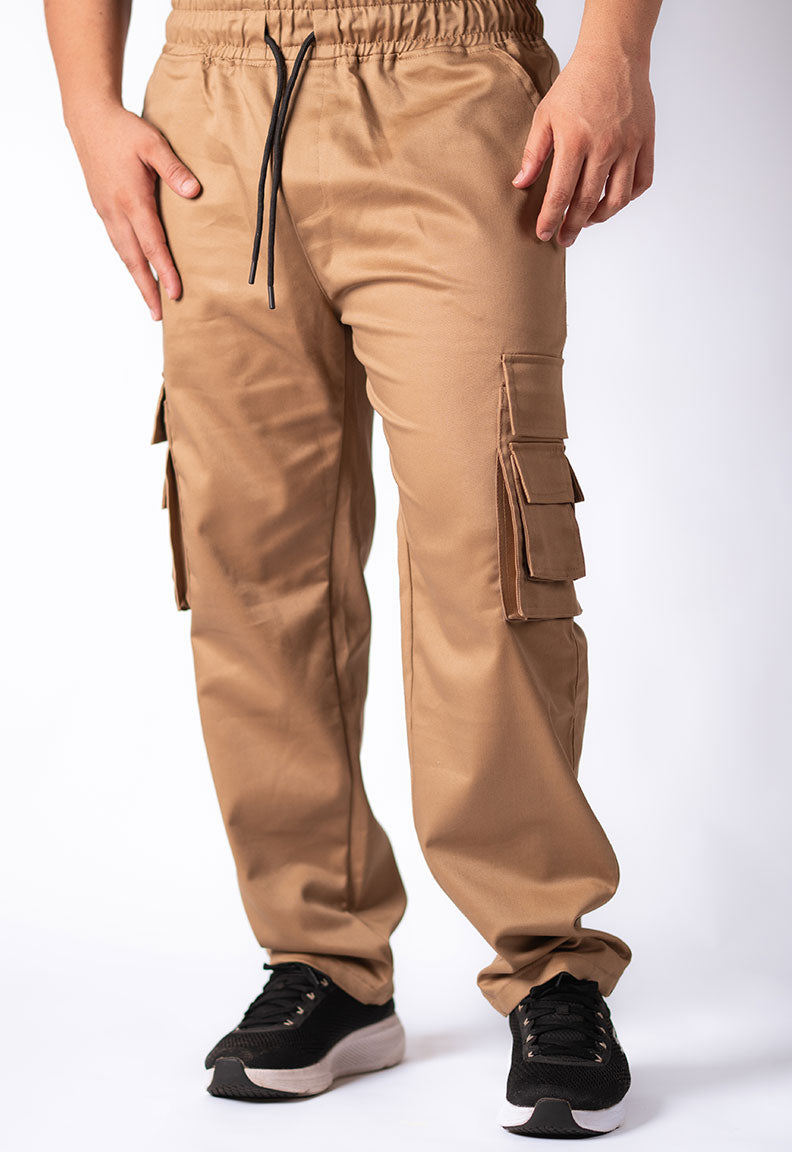 Khaki Utility Cargo Pants with Dual Side Pockets