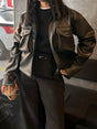 Classic Cropped Leather Jacket - Black
