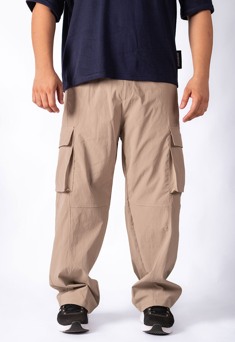 Baggy Street Cargo Trousers – Light Khaki