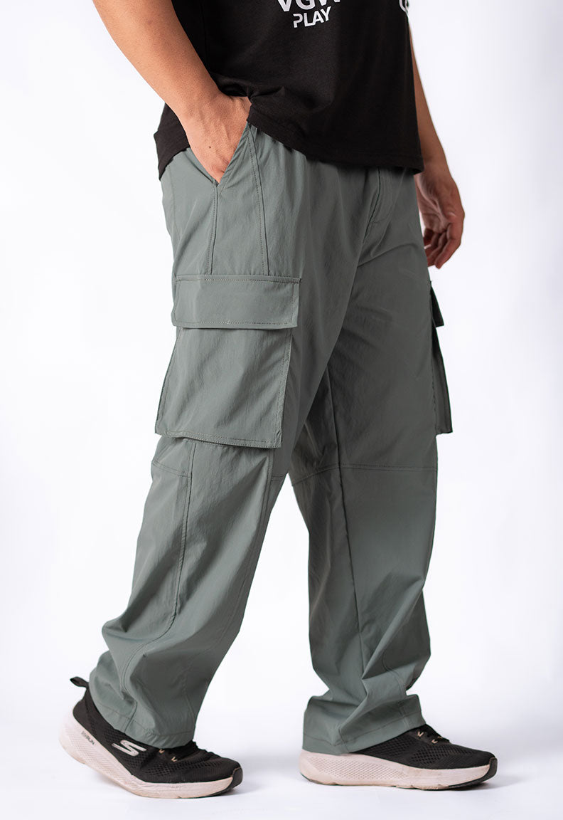 Baggy Street Cargo Trousers – Sage Green