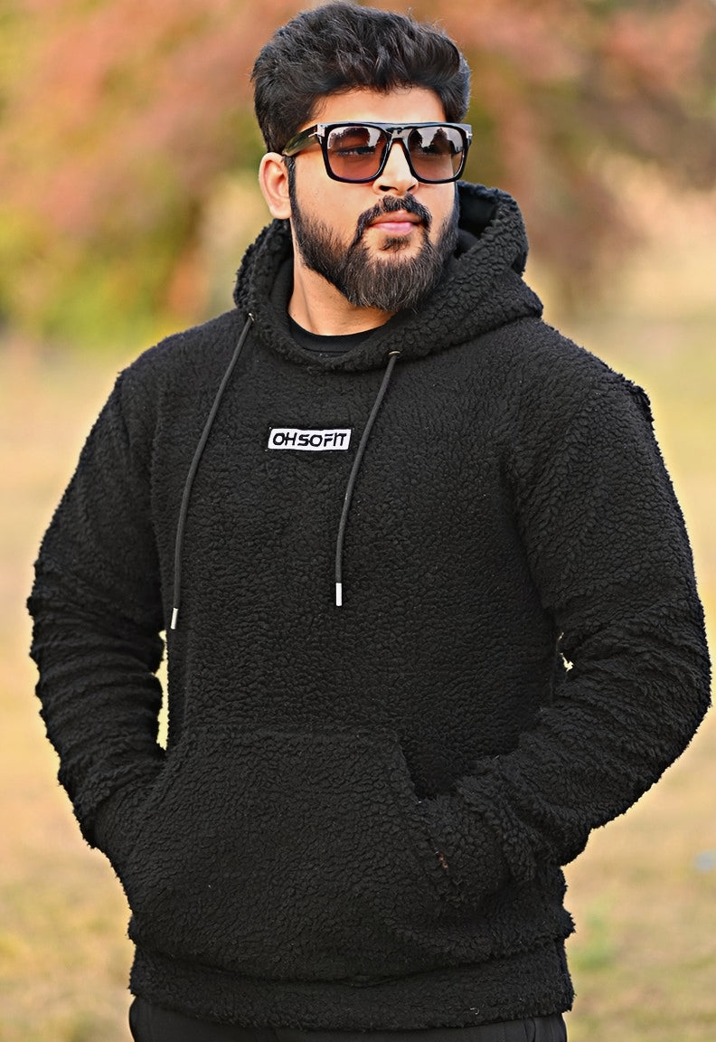 Ultimate Sherpa Lined Cozy Hoodie – Luxuriously Warm & Stylish Black