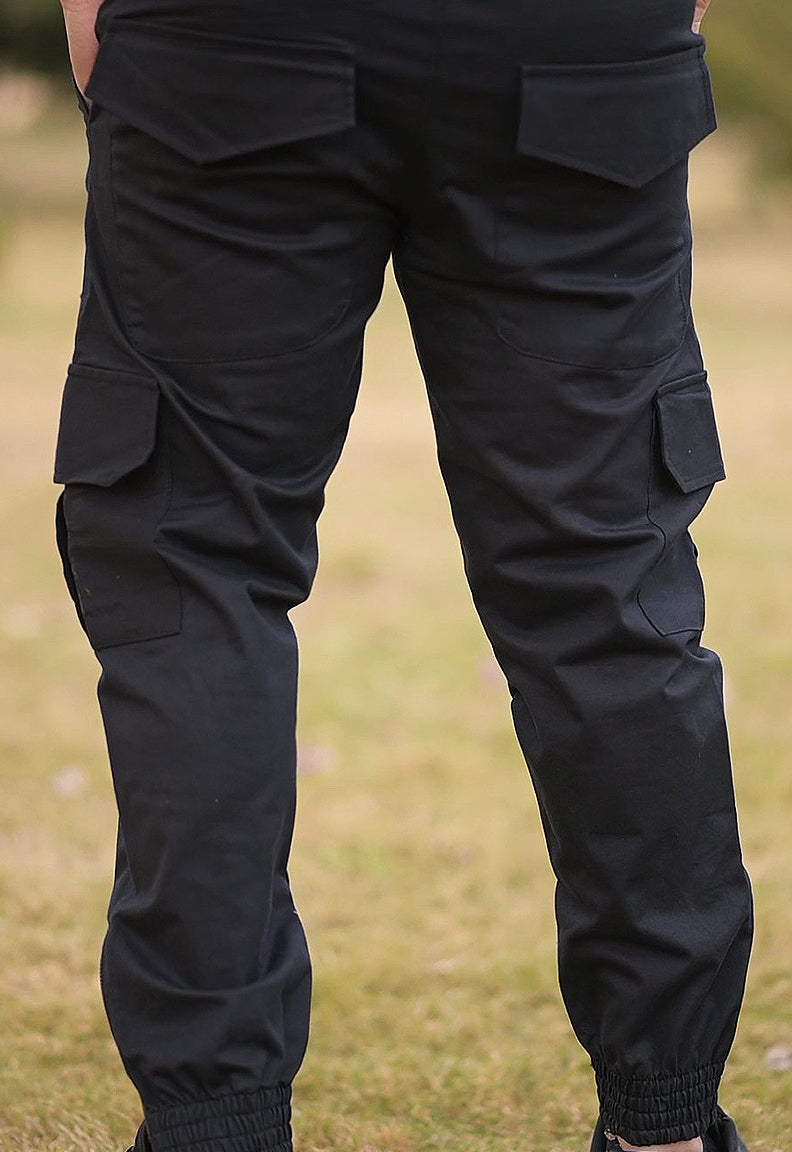 Bottom Zip Style 6 Pocket Style Imp Cotton Cargo Trouser Black