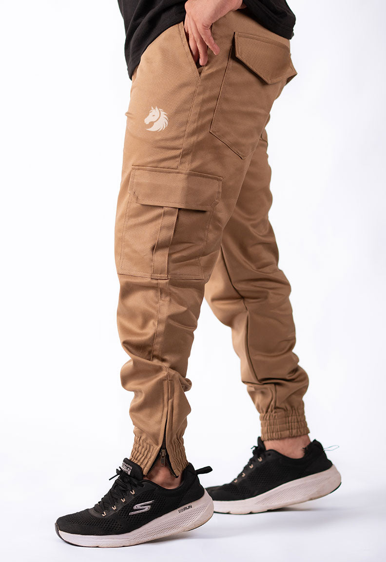 Bottom Zip Style 6 Pocket Style Imp Cotton Cargo Trouser Khaki