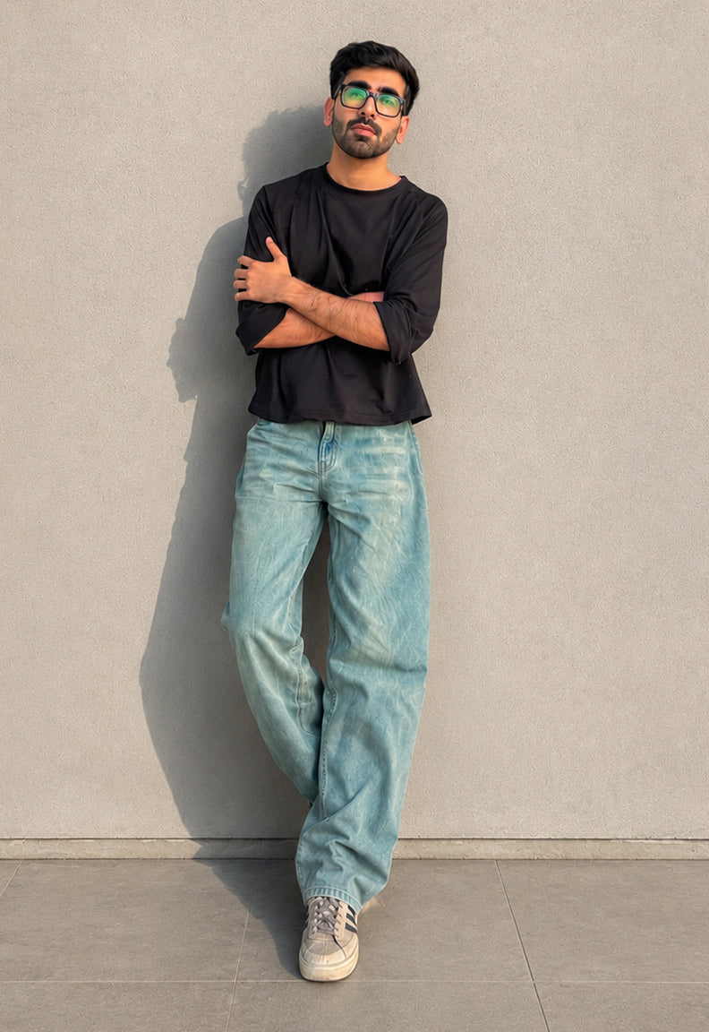 American Cut Tee with Sage Green Denim full Set