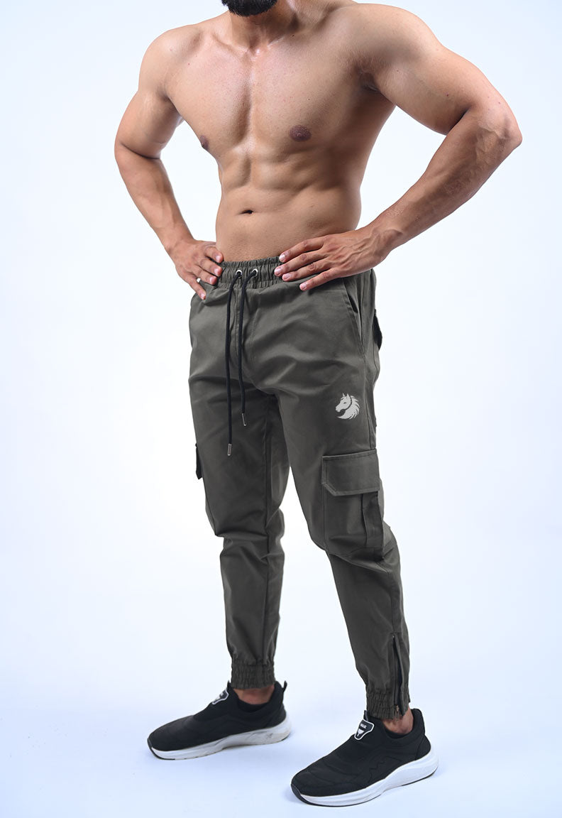 Bottom Zip Style 6 Pocket Style Imp Cotton Cargo Trouser Army Green